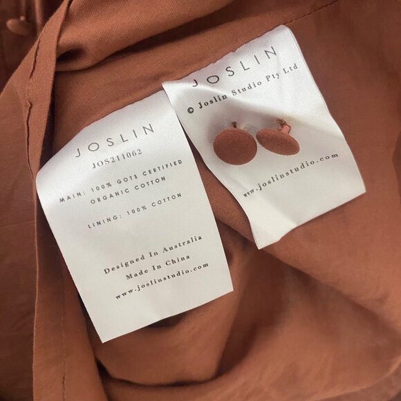 NWT Joslin {size XXS} Sakura Cotton Button Midi Dress Earth - Picture 7 of 11